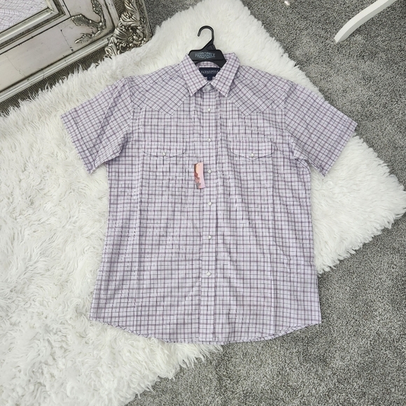 Panhandle Men's Plaid Print Short Sleeve Pearl Snap Western Shirt. Size Large. N - Picture 1 of 8